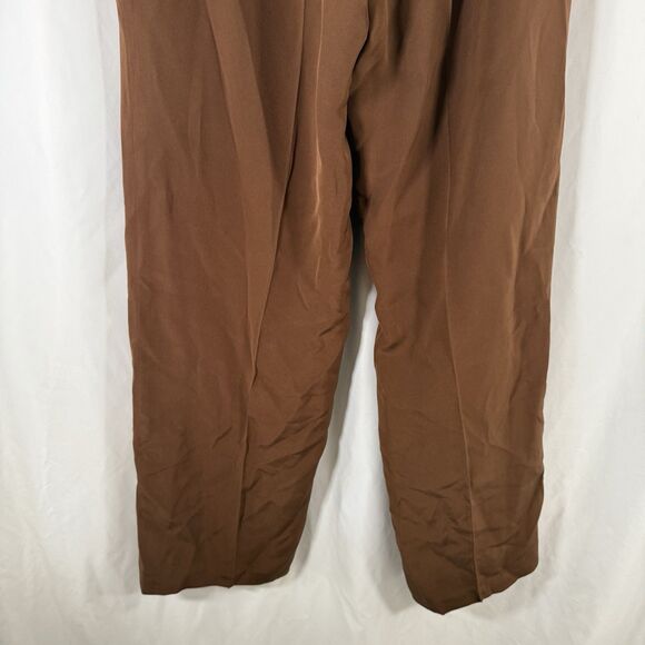 Jones New York Silk Pants Women's 14 Brown Lined Flat Front High Rise - Picture 10 of 10